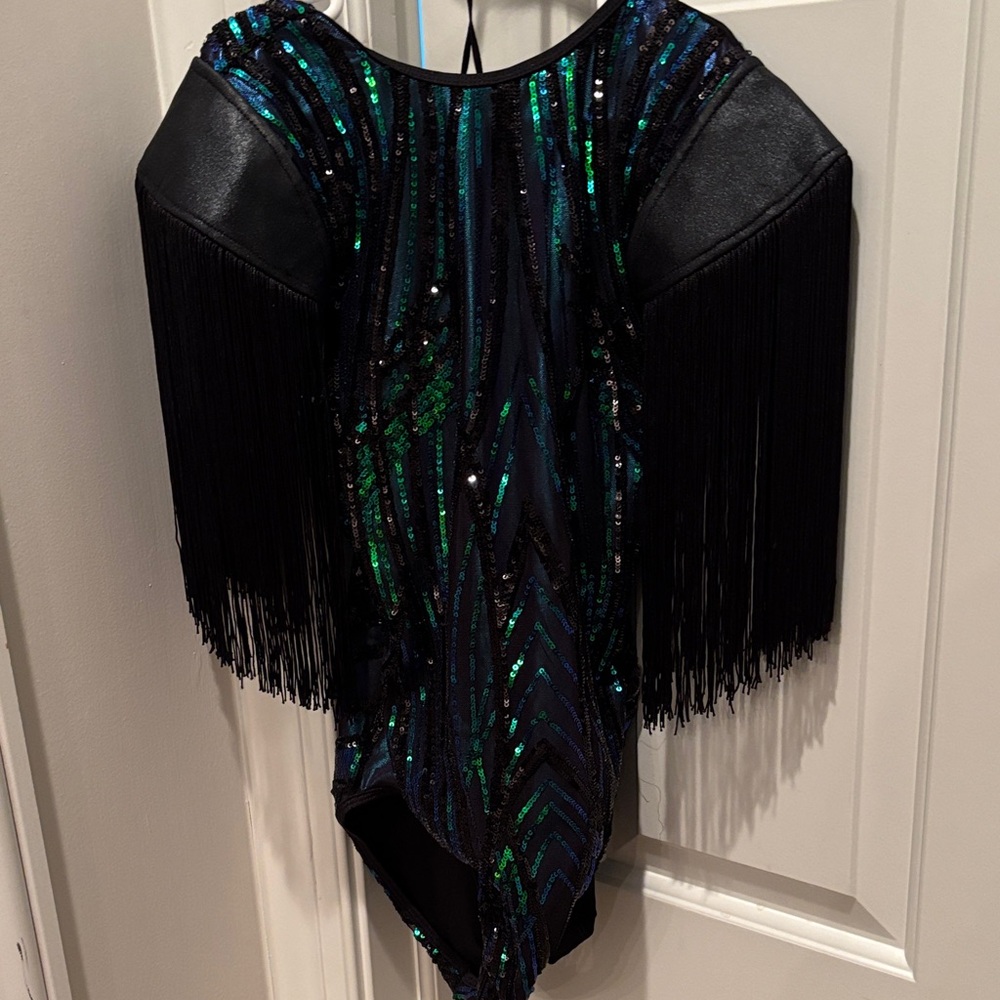 Tenth House Kids Sequin Dance Costume with Fringe Sleeves